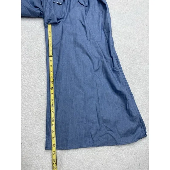 Anthropologie Hutch Jumpsuit Blue Journi Wide Leg Retro Coastal Boho Medium NWT